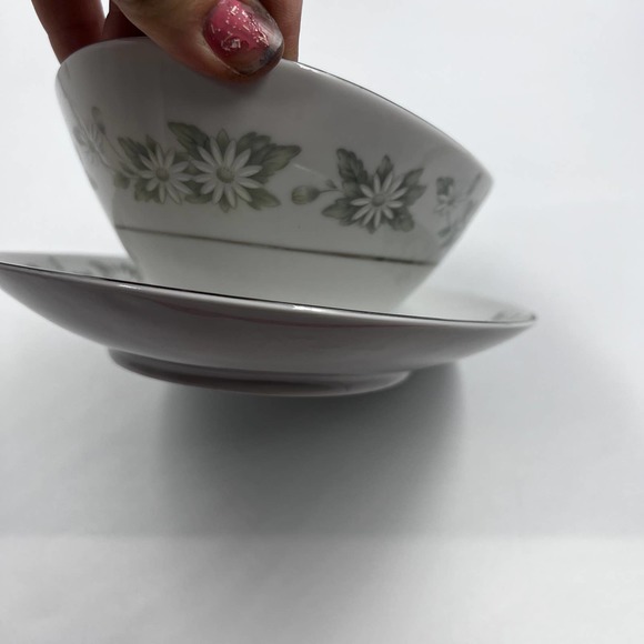 Mikasa Vintage Gravy Boat Bowl On Plate Set Daisy Pattern China Piece - Picture 11 of 11